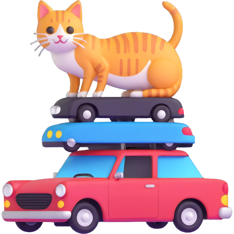 a cat on top of a car emoji