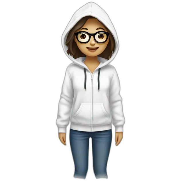 White Filipina hoodie with glasses happy emoji