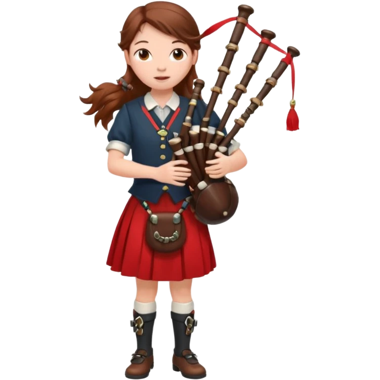 scotch girl playing bagpipe full body red skirt emoji