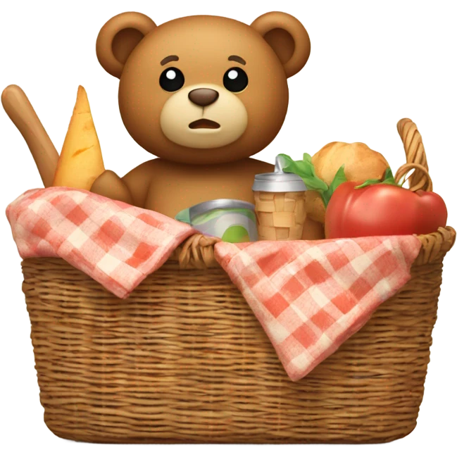 Teddy bear in picnic basket  emoji