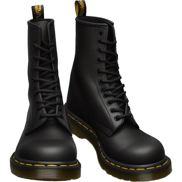 Realistic pair of black Dr.Martens Jaddon boots facing forward.  emoji