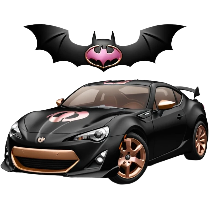 Satin black and rose gold Batman and 60’s Batgirl themed Scion FR-S  emoji