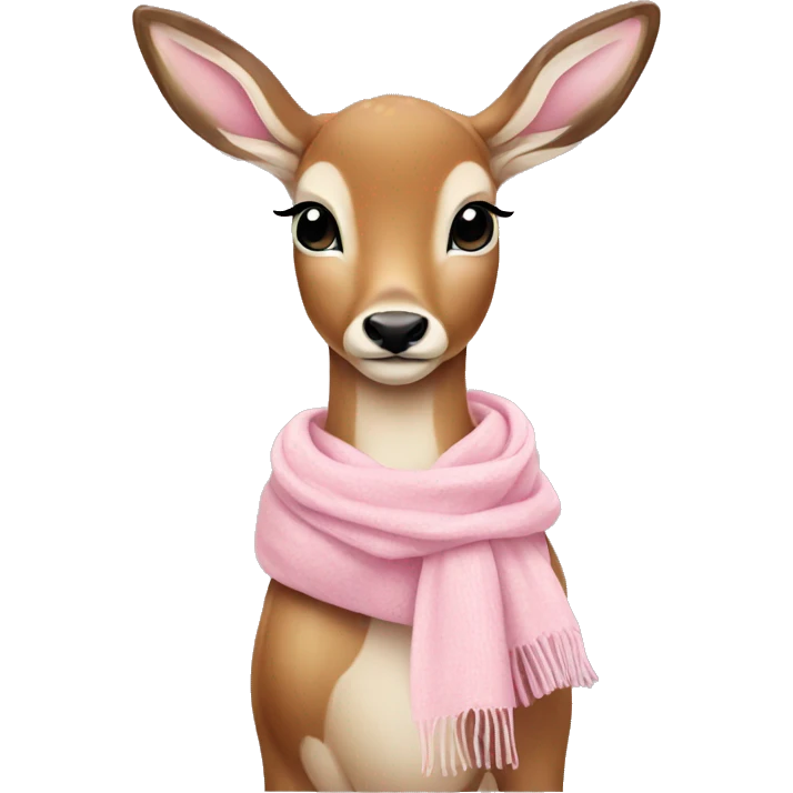cute deer with baby pink scarf emoji