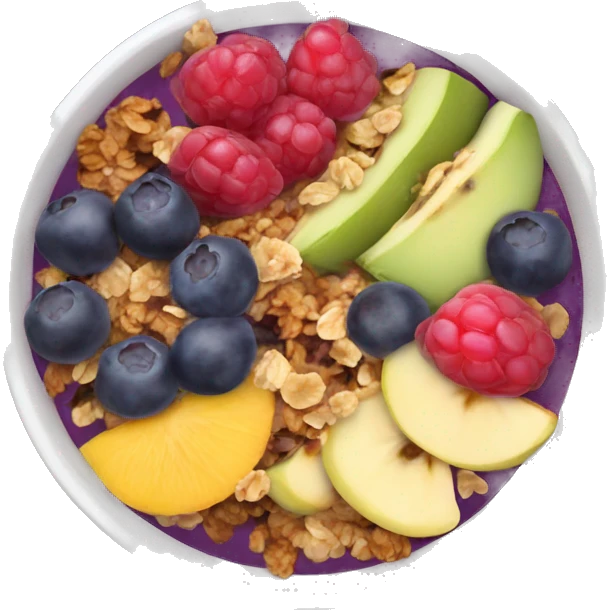 Açaí bowl with fruit granola and honey emoji