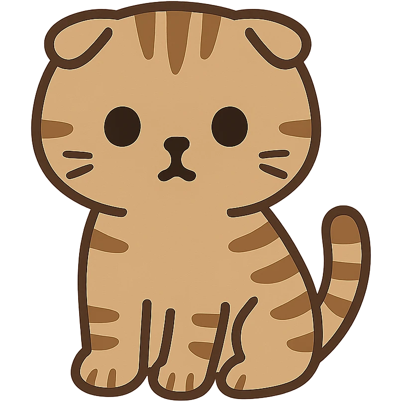 Flat toon Scottish fold kitten  emoji