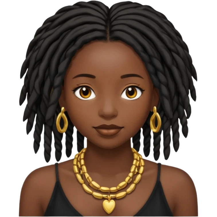 a pretty black girl with black pretty shoulder-length locs emoji