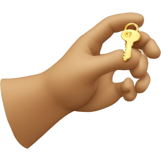 a curved light brown hand with a key floating  over it emoji
