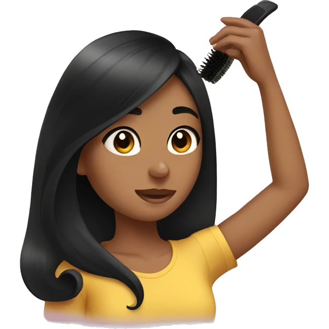 girl with black hair putting on mascara emoji