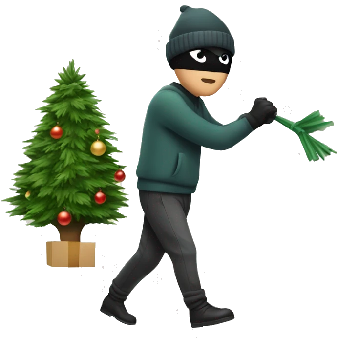 Thief stealing a Christmas tree emoji