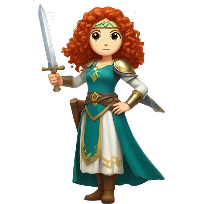 a white girl with long red curly hair and freckles, cosplaying Princess Zelda posing and ready for a fight emoji