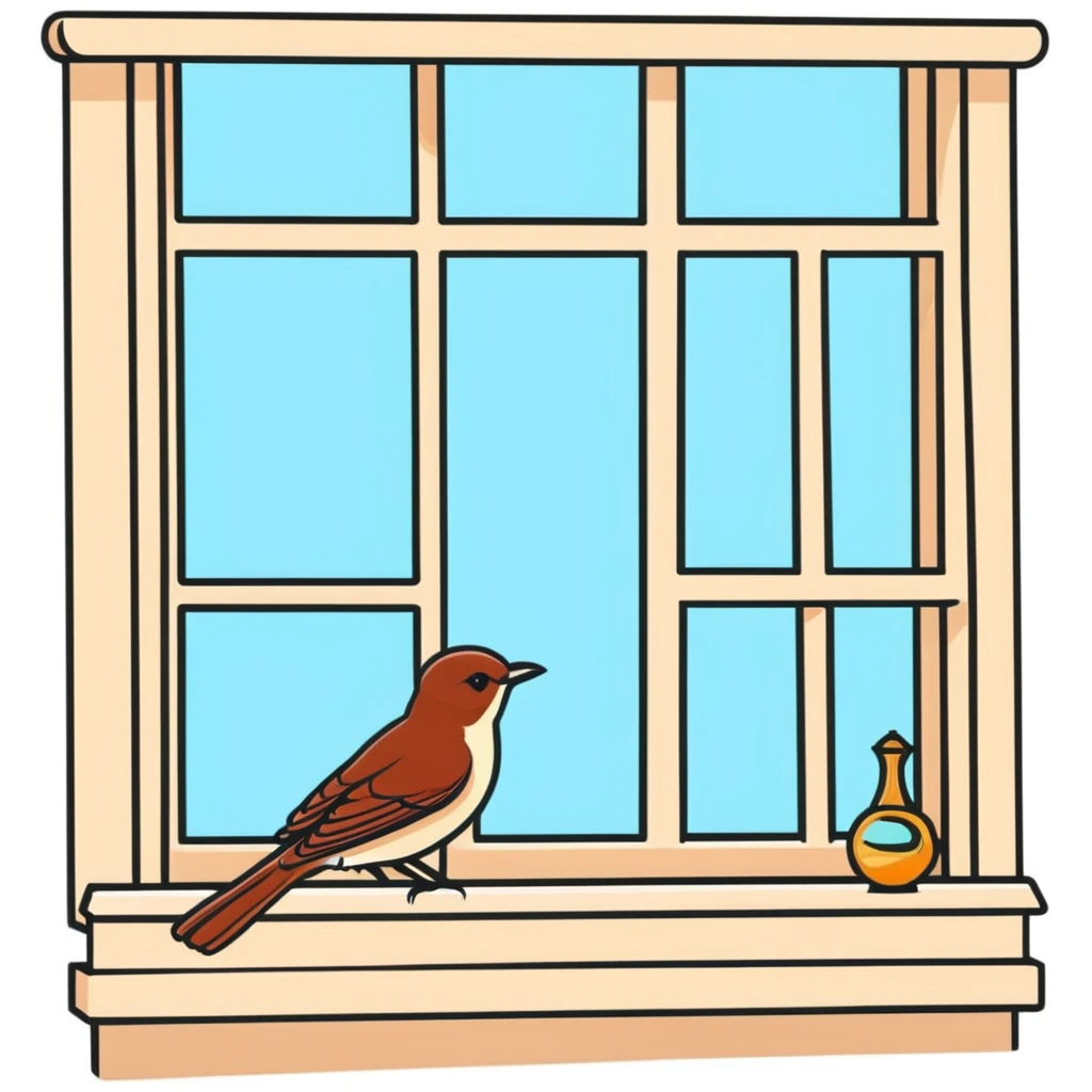 nightingale on open window sill emoji