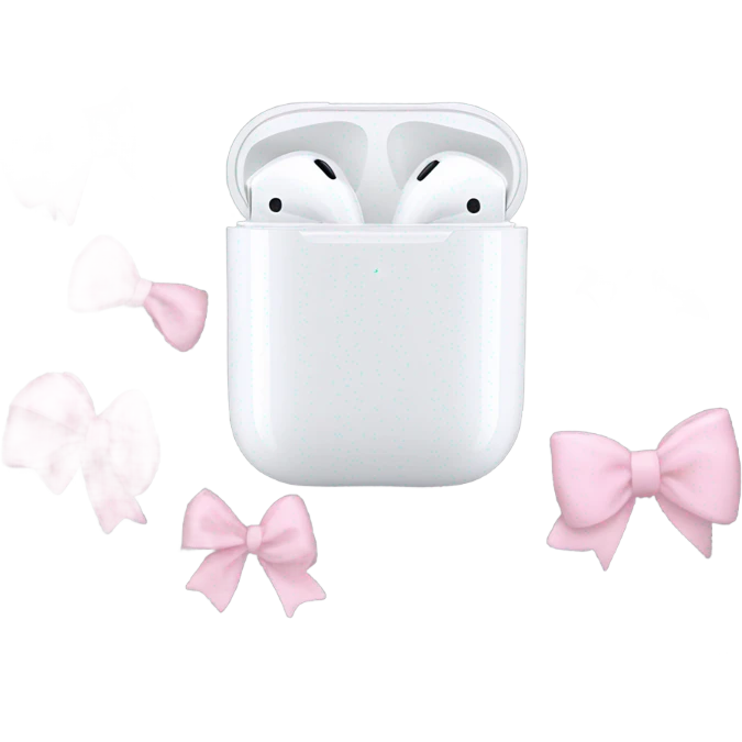 grey airpod max with light pink bows on the side emoji