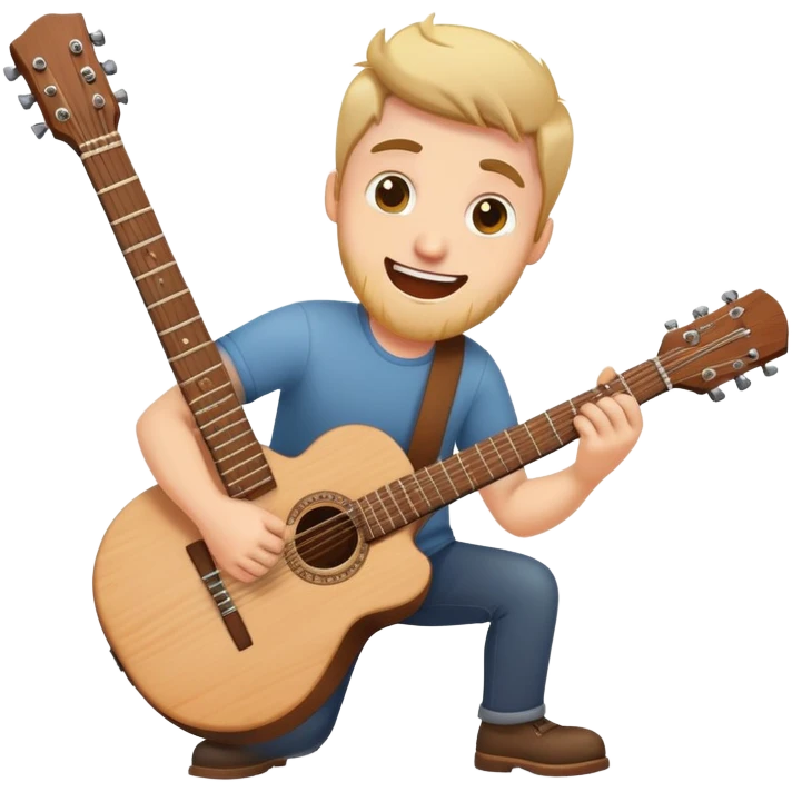 happy man destroys guitar emoji