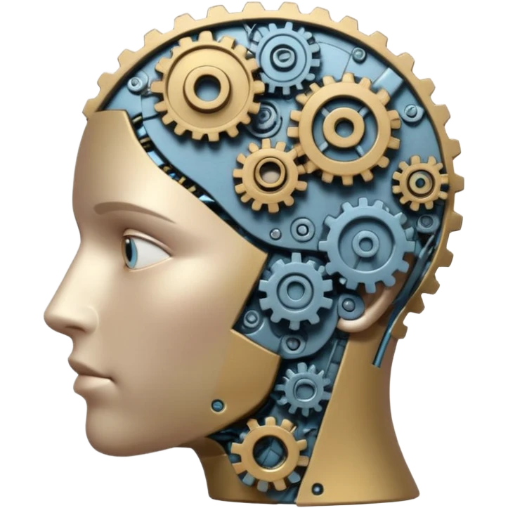 head with gears turning inside, showing thinking and ideas emoji