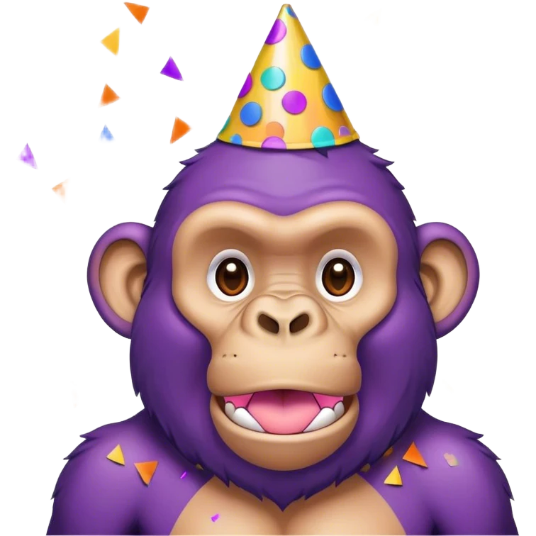 purple ape with birthday cone and cobfetti emoji