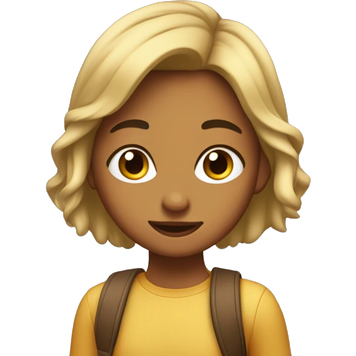 Chica con el pelo corto y castaño yendo al colegio emoji