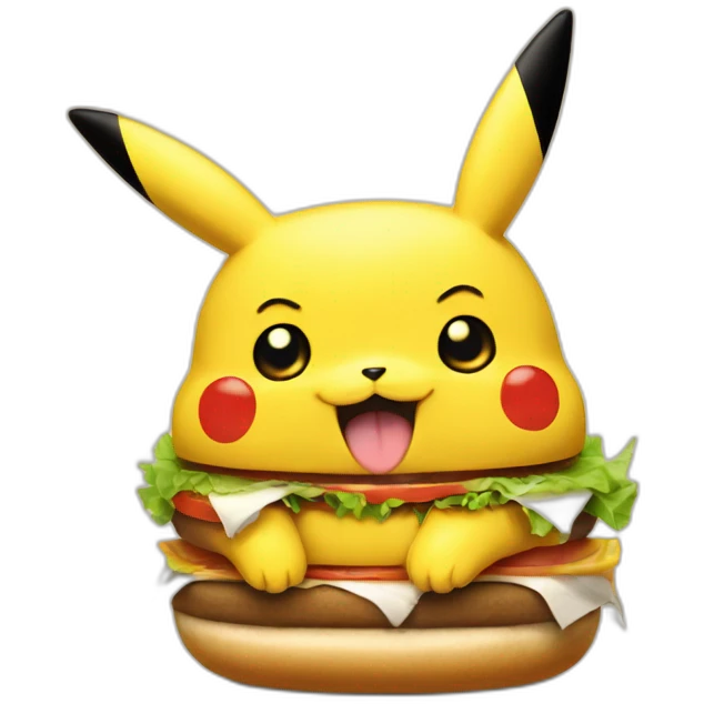 pikachu qui mange un burger emoji