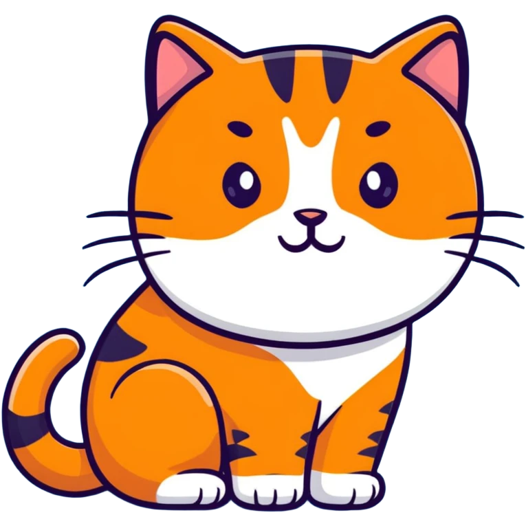 adorable plump orange cat, complete body emoji
