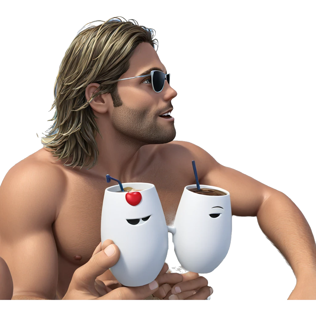 boy holding cup by ocean emoji