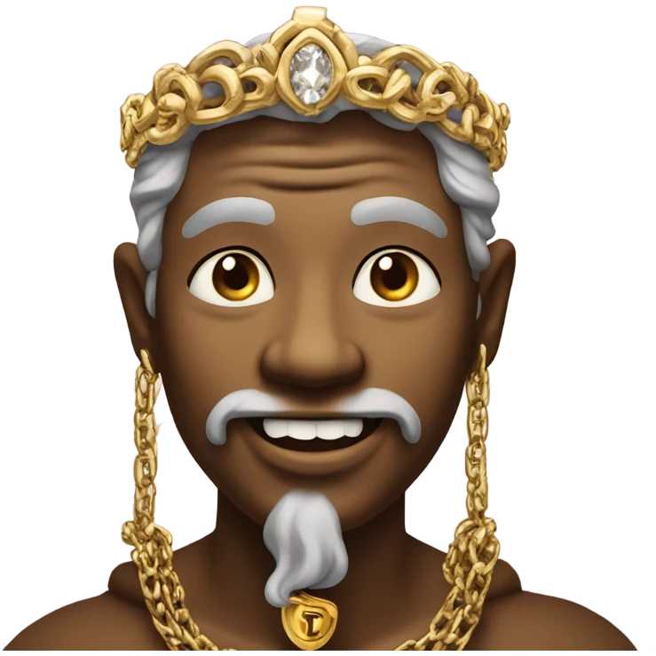 A god wearing god chains has gold teeth and various diamonds  emoji