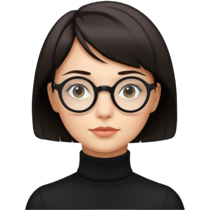 round glasses 검정 목폴라 단발 emoji