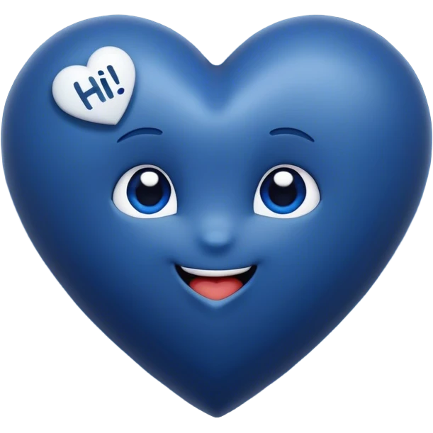 Dark Blue heart with the words Hi Cutie! in the middle  emoji