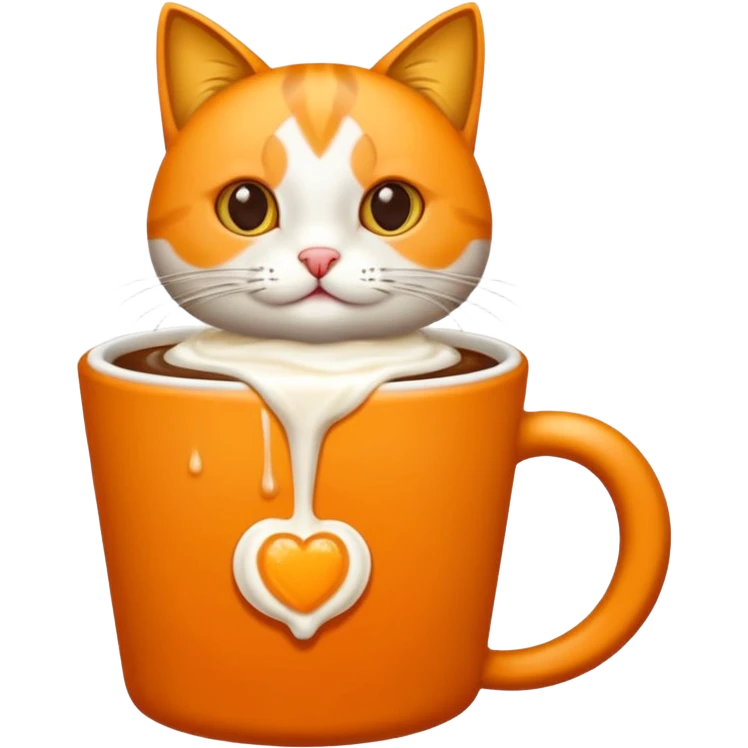 Gato naranja tomando café frio con un popote agarrándolo con sus patitas emoji
