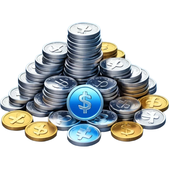 blue sorayama gradient chrome plasma energy coins emoji