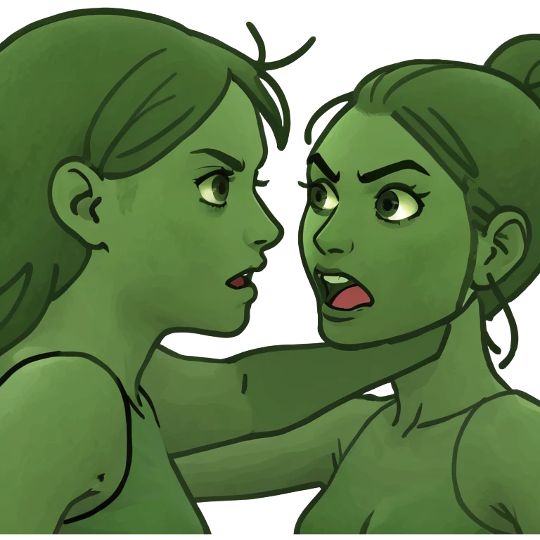 Brown haired Girl fighting an another girl emoji