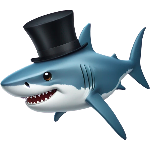 Shark with a top hat emoji