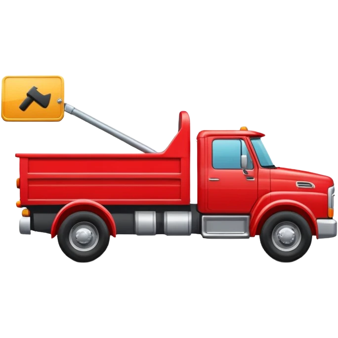 A new red truck with a "TIR" plate turned to the right emoji