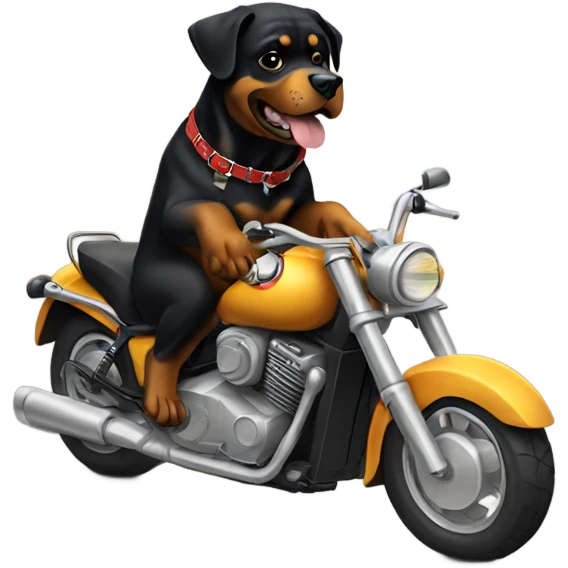 Rottweiler riding a motorcycle emoji