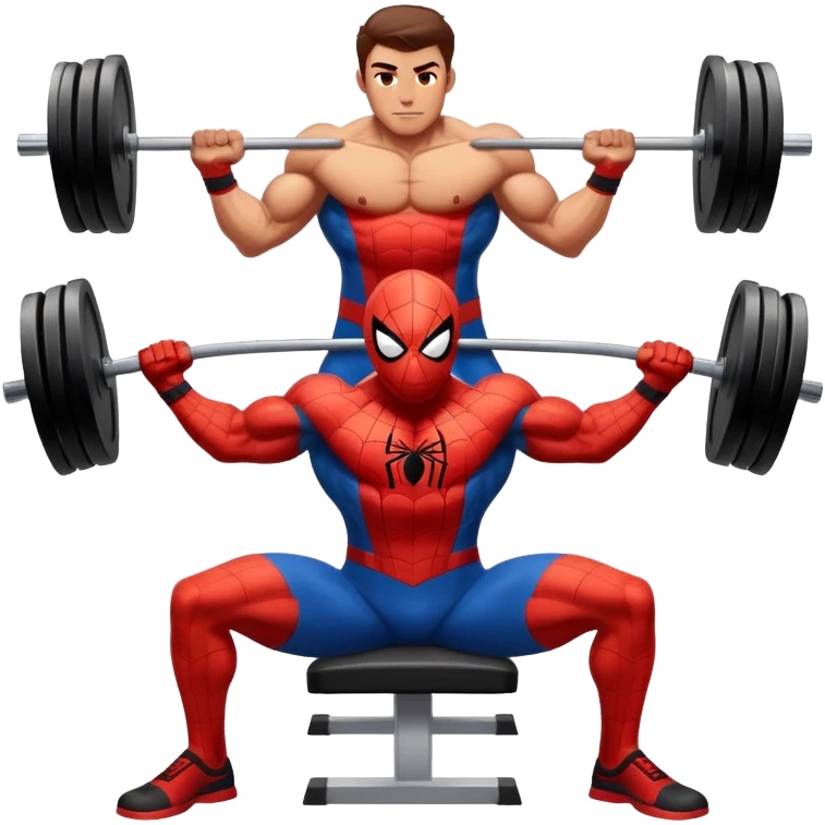 Spider-Man bench pressing weights emoji