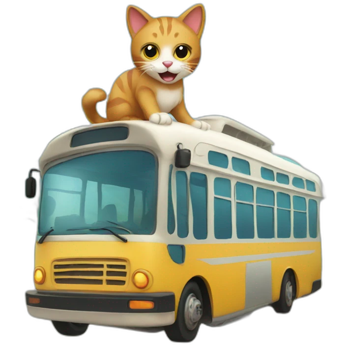 a cat on a bus by the island on a sunny day emoji