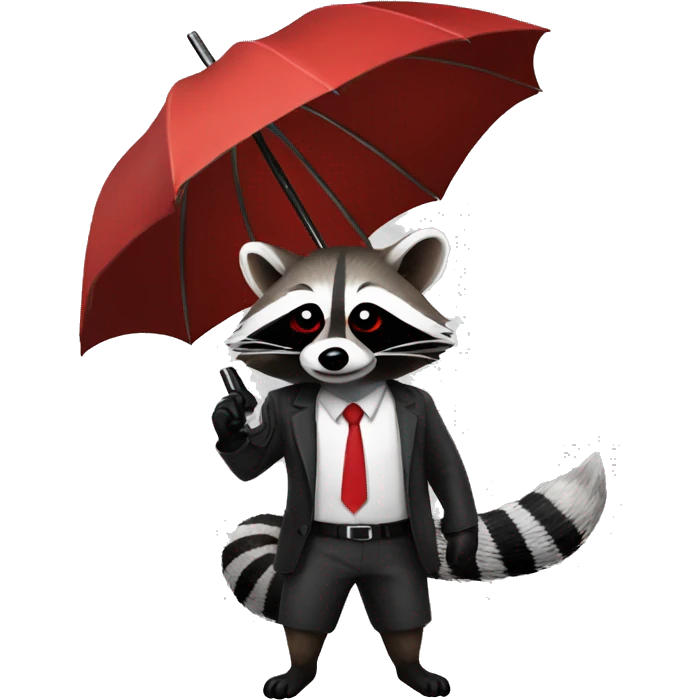 Raccoon with umbrella corporation logo emoji