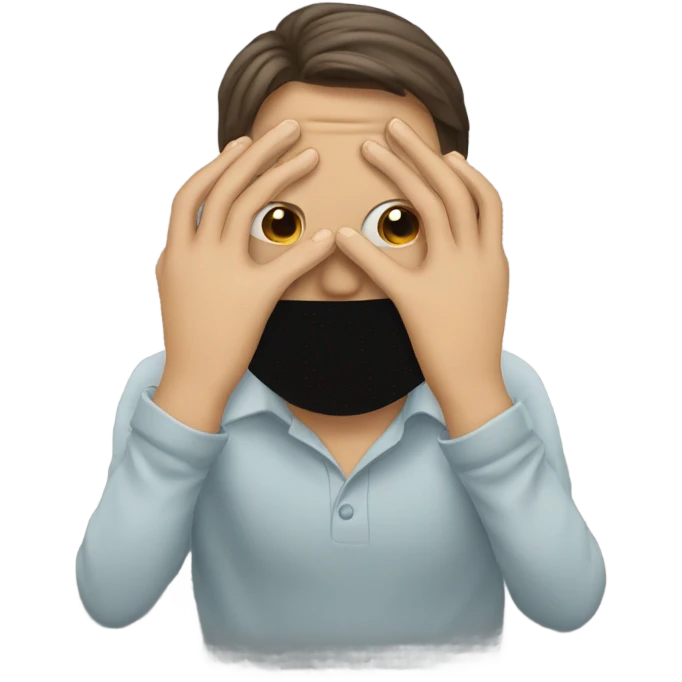 covers his face with his hands but peeks through his fingers emoji