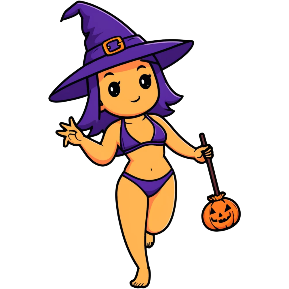Full body green witch woman wearing bikini emoji