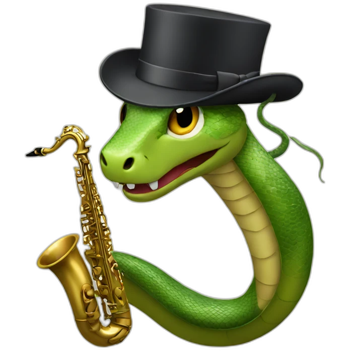 snake with hat playing sax emoji