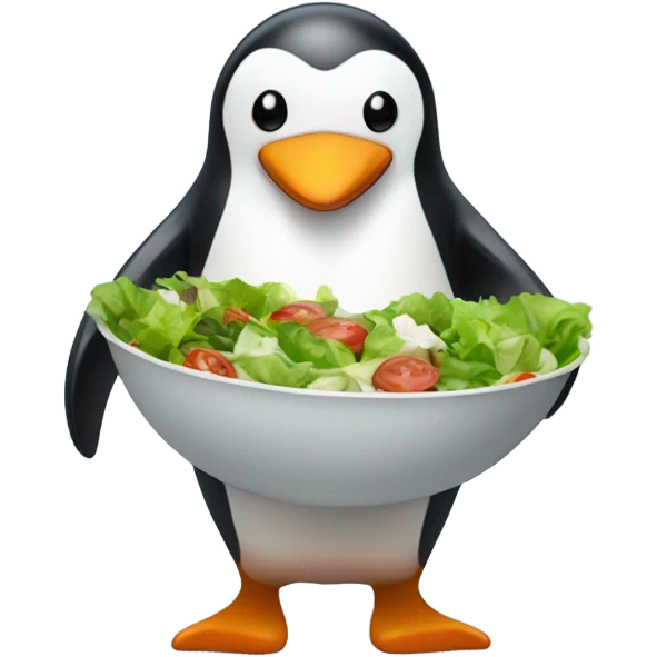 penguin with a salad emoji