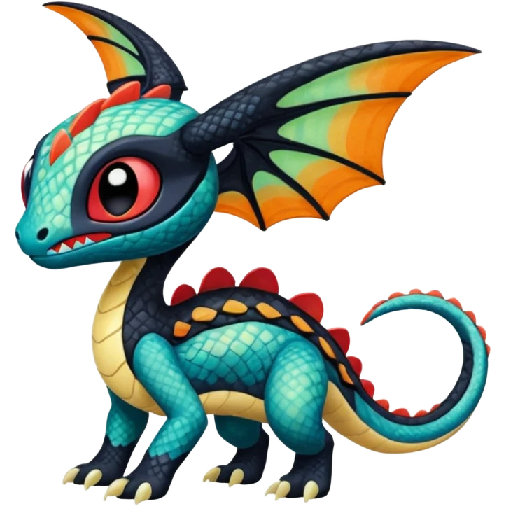 Colorful Exotic Meloetta-Toothless-Salandit-Stitch-Fakémon-creature-hybrid emoji