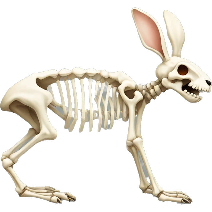 A full-length rabbit skeleton with crosses over its eyes emoji