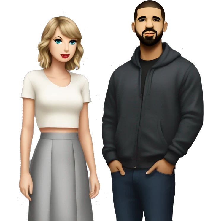 Taylor Swift standing next to Drake emoji