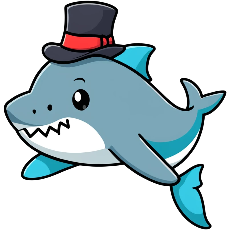 Shark with a top hat emoji
