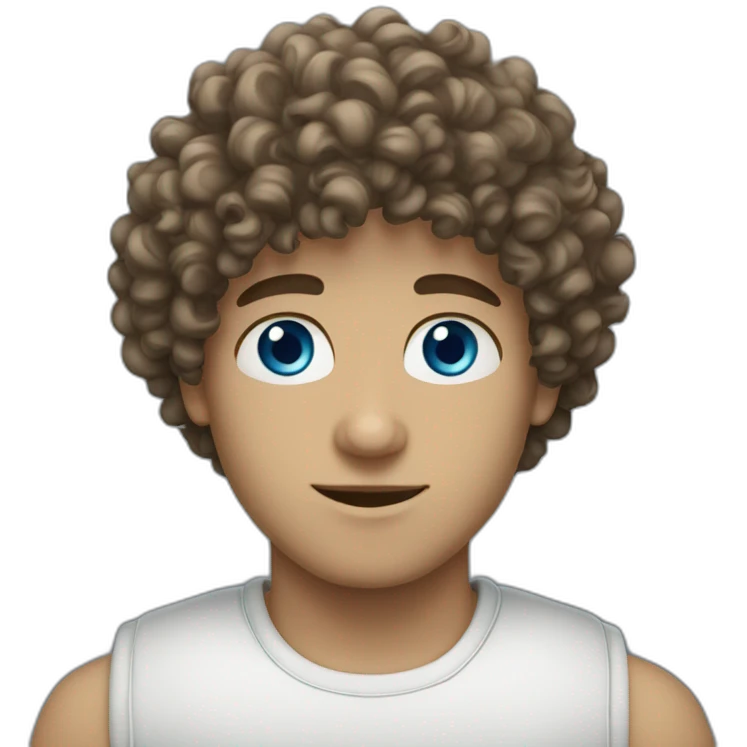 white arabic 18 year old curly haired guy with blue eyes emoji