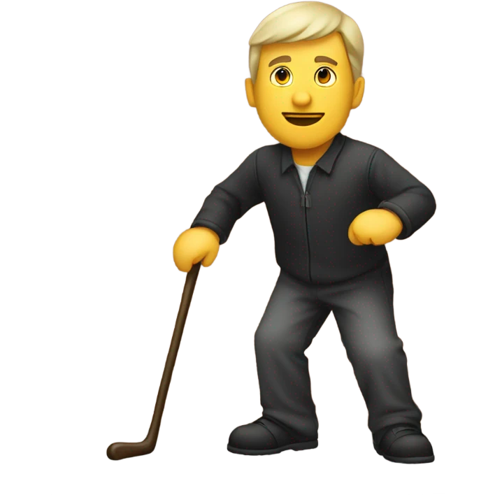 man with cane walking into brick wall emoji