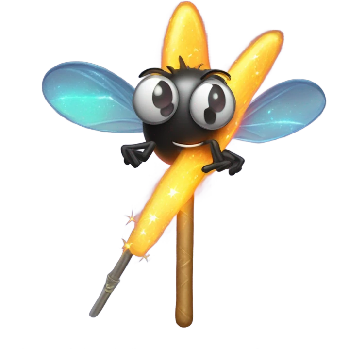 Magic wand casting spell in house fly emoji