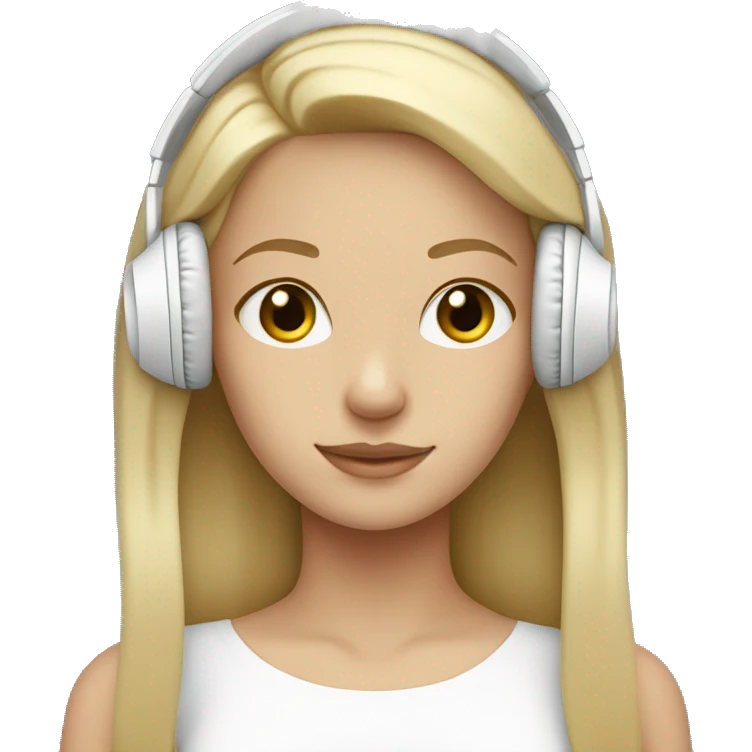 Blonde straight haired girl with white headphones emoji