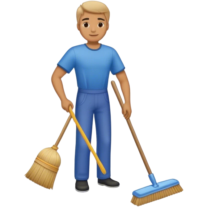 man cleaning house with a broom emoji