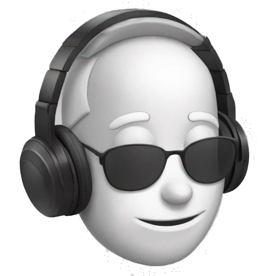 Calmly but happily had headphones on emoji