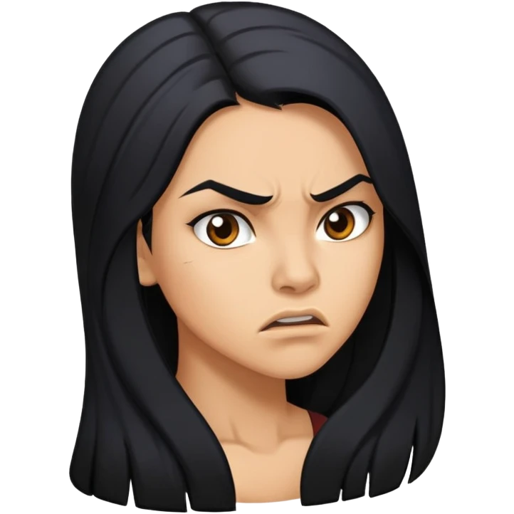 Angry, young, Hispanic woman with long black hair, side profile  emoji